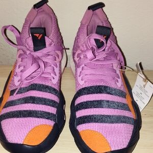 Adidas Pink and Orange Knit Sneakers with Slip-On Design